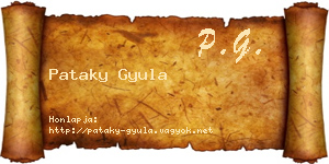 Pataky Gyula névjegykártya